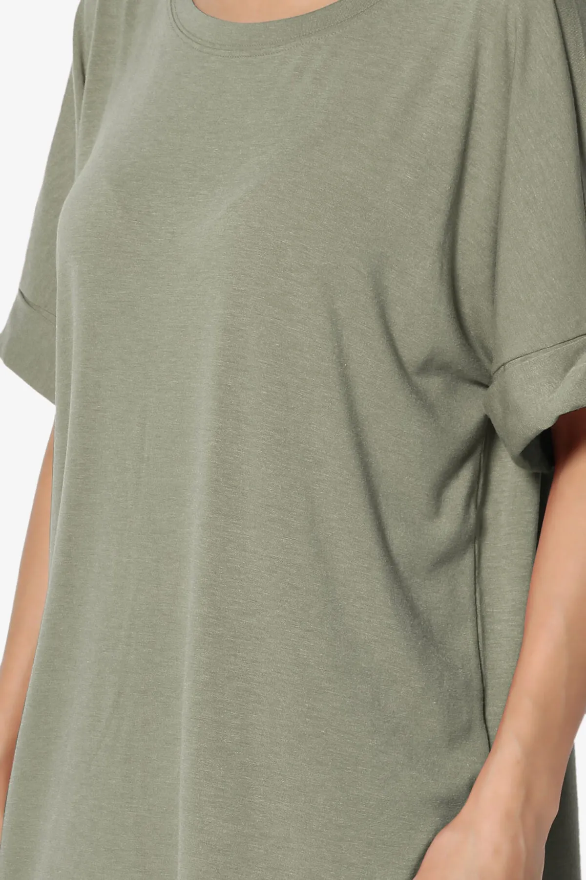 Onella Round Neck Rolled Short Sleeve Top