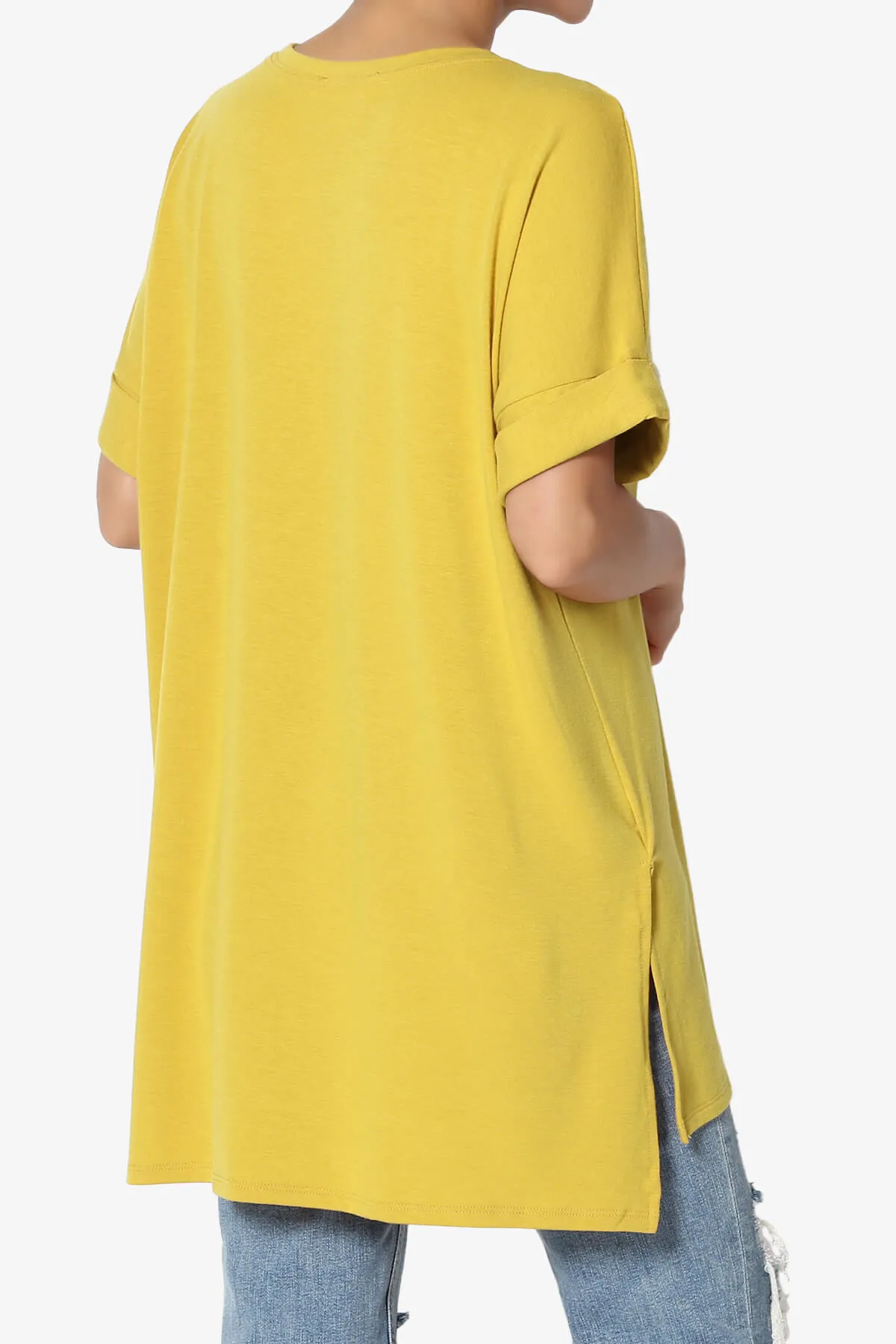 Onella Round Neck Rolled Short Sleeve Top