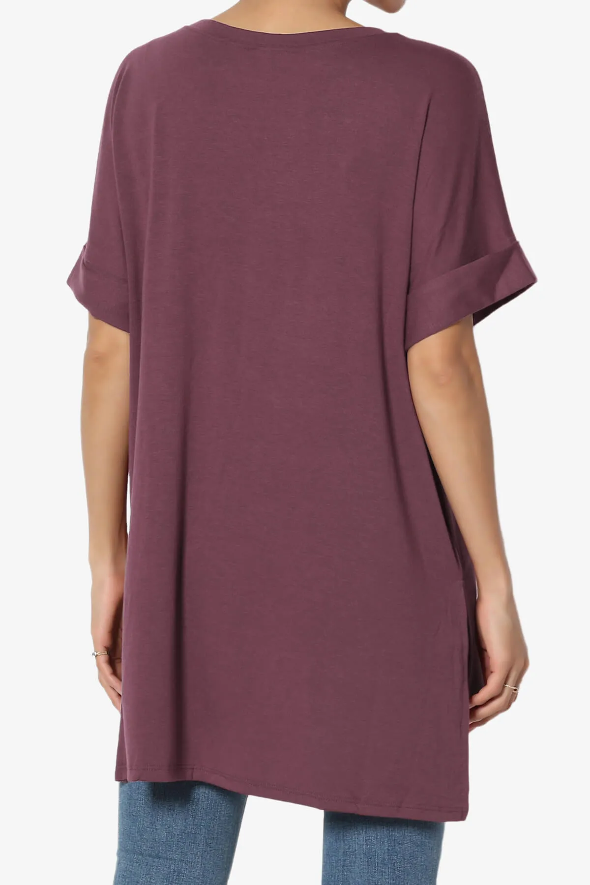 Onella Round Neck Rolled Short Sleeve Top