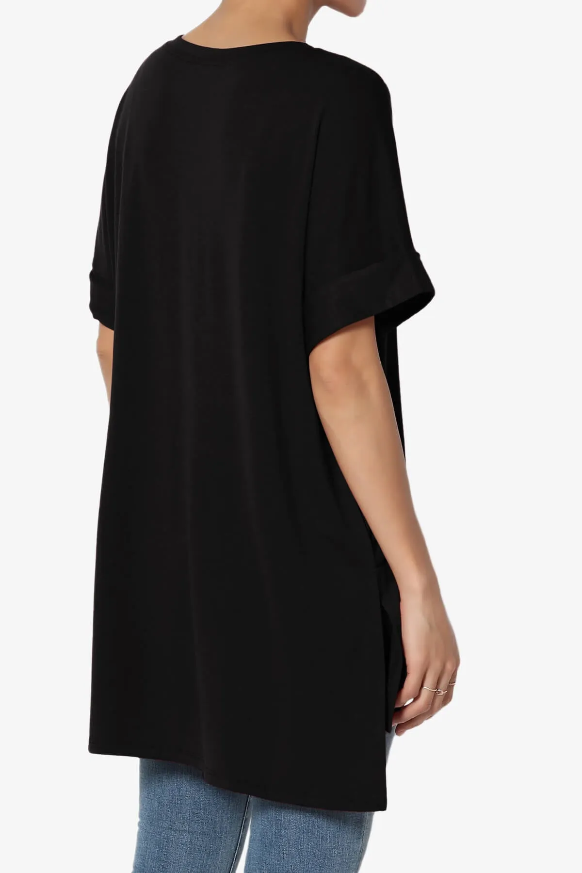 Onella Round Neck Rolled Short Sleeve Top