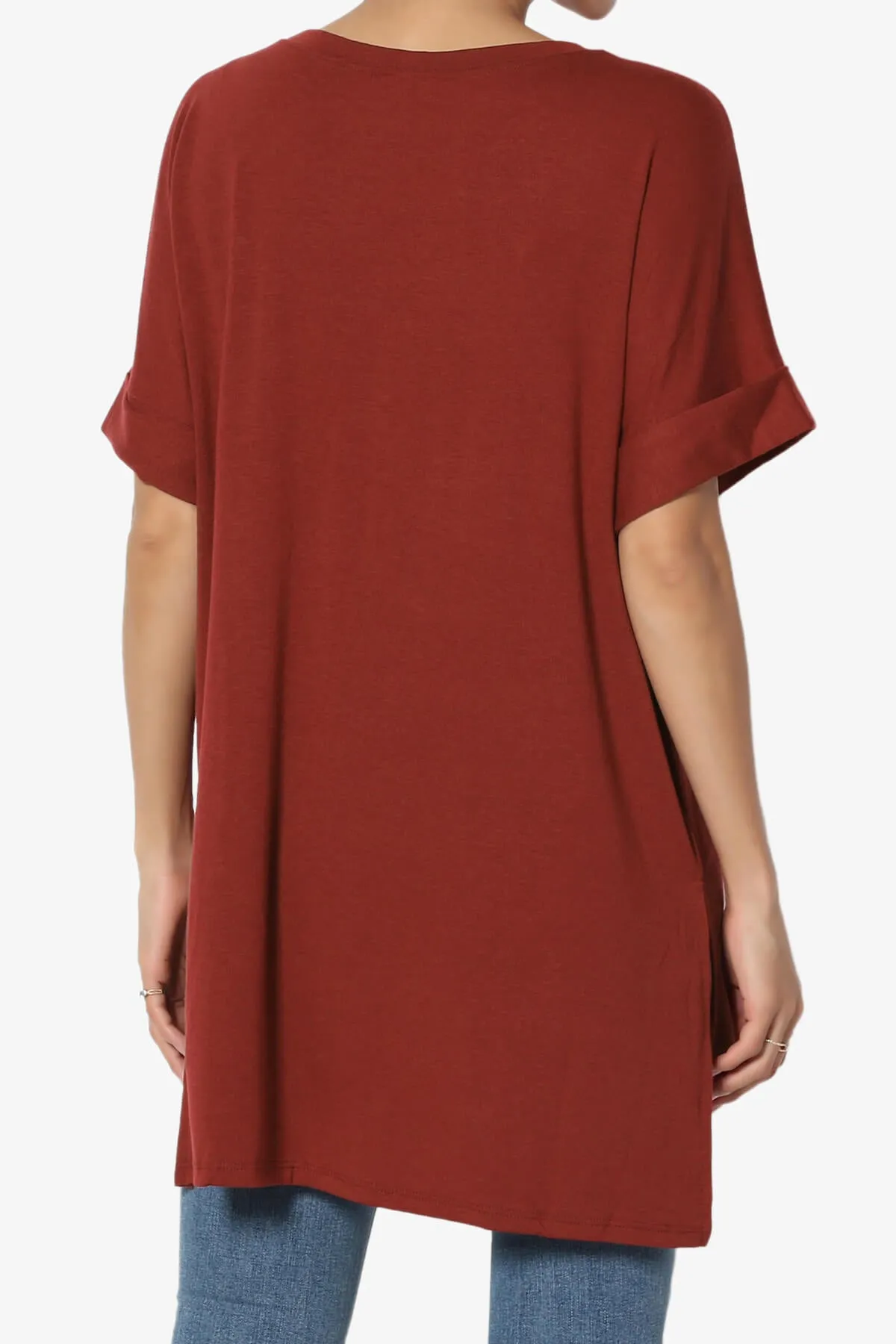 Onella Round Neck Rolled Short Sleeve Top