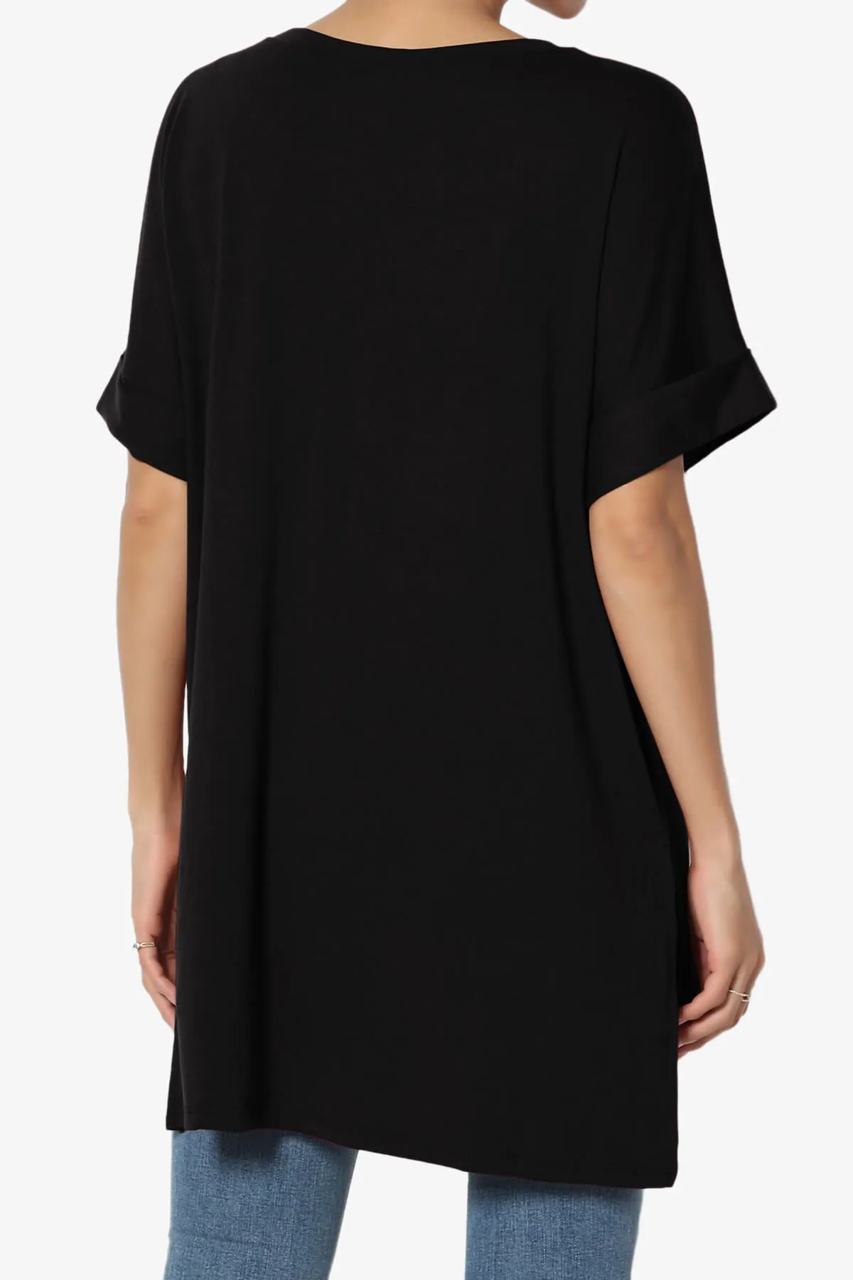 Onella Round Neck Rolled Short Sleeve Top