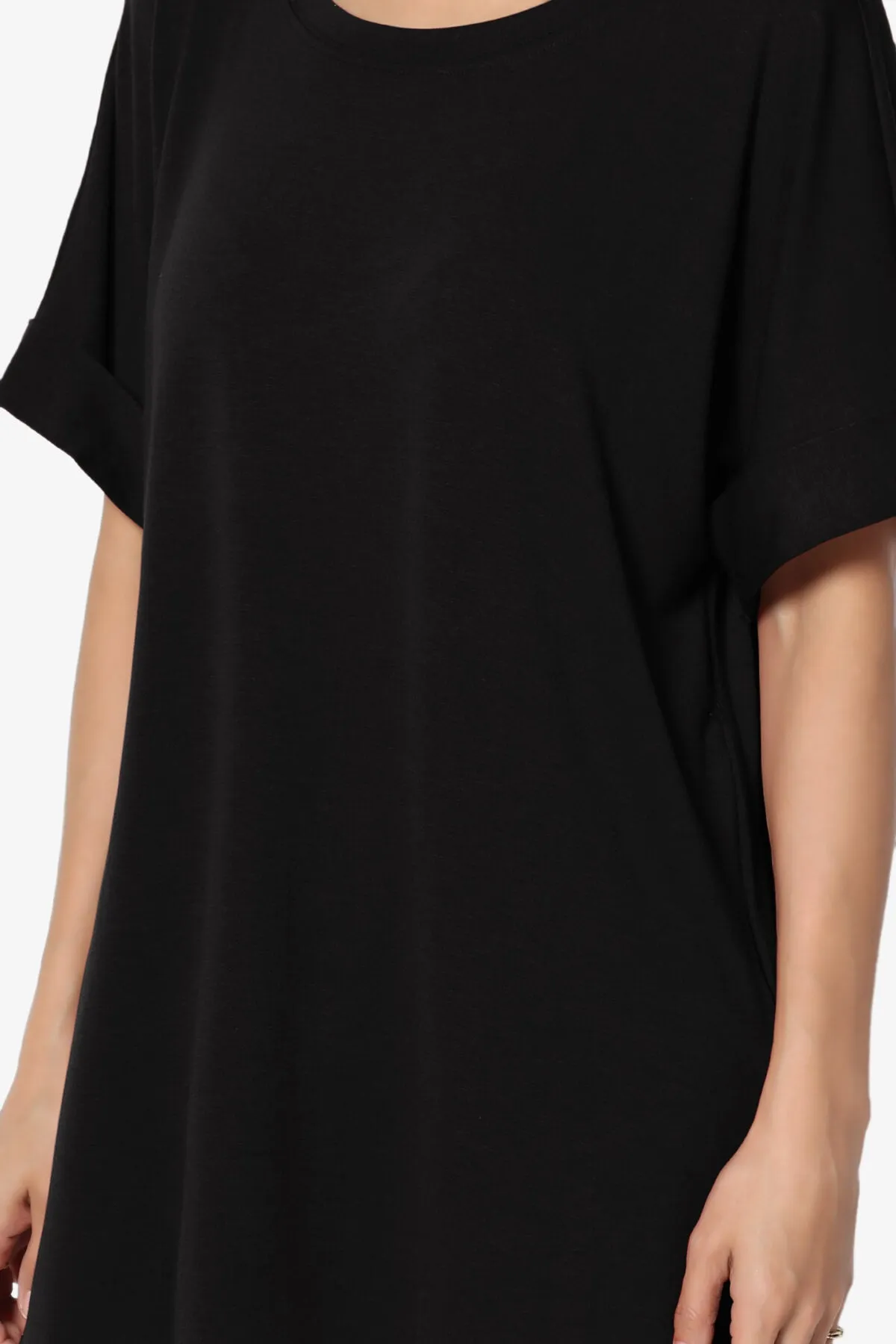 Onella Round Neck Rolled Short Sleeve Top