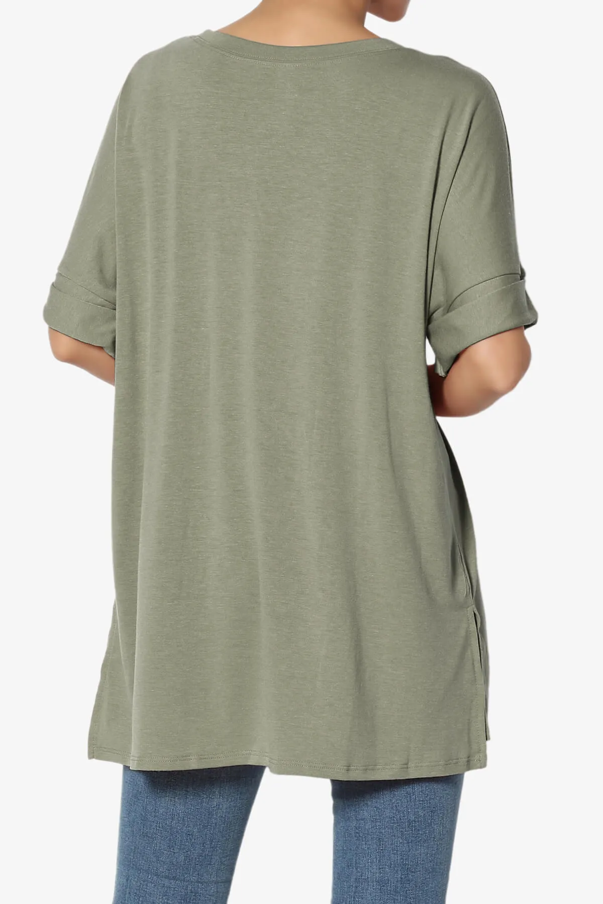 Onella Round Neck Rolled Short Sleeve Top