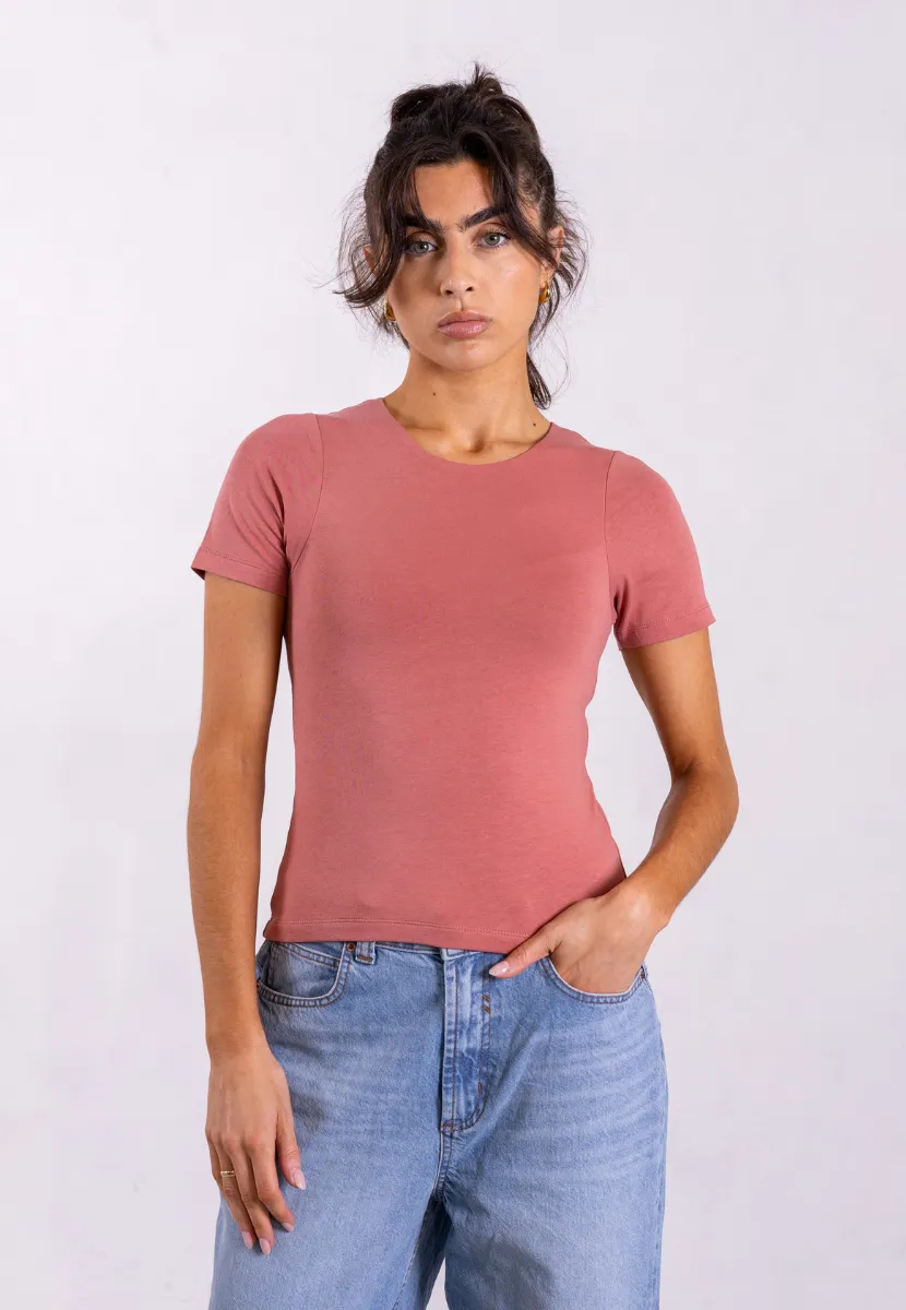 Organic Cotton Crew T-Shirt, Pink Rose
