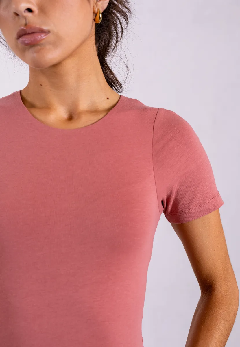 Organic Cotton Crew T-Shirt, Pink Rose