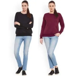 Pack of 2 Black and Mahroon sweat shirt For Womens