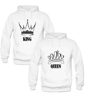 Pack of 2 white king and queen hoodie for womens both