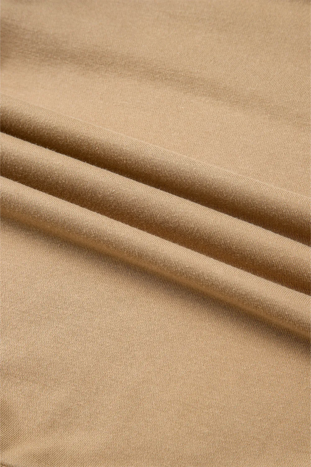 Pale Khaki Textured Patchwork Round Neck Sweatshirt