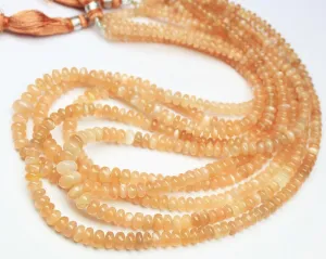 Peach Moonstone Natural Smooth Polished Rondelle Loose 7" 4mm 6mm Beads Strand