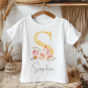 Personalised Name Boho Flower Toddler & Kids T Shirt