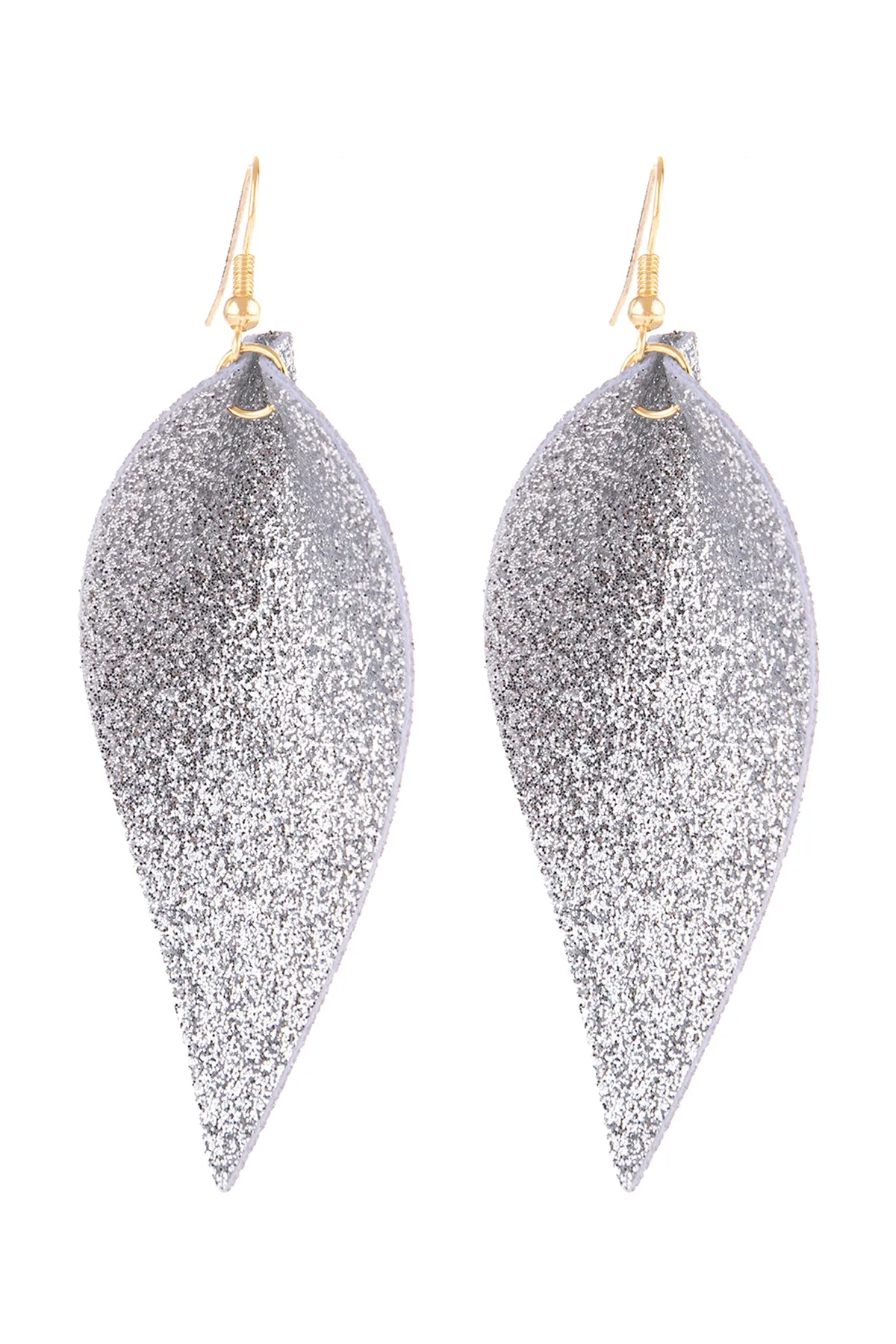 PINCHED GLITTERY LEATHER DROP EARRINGS