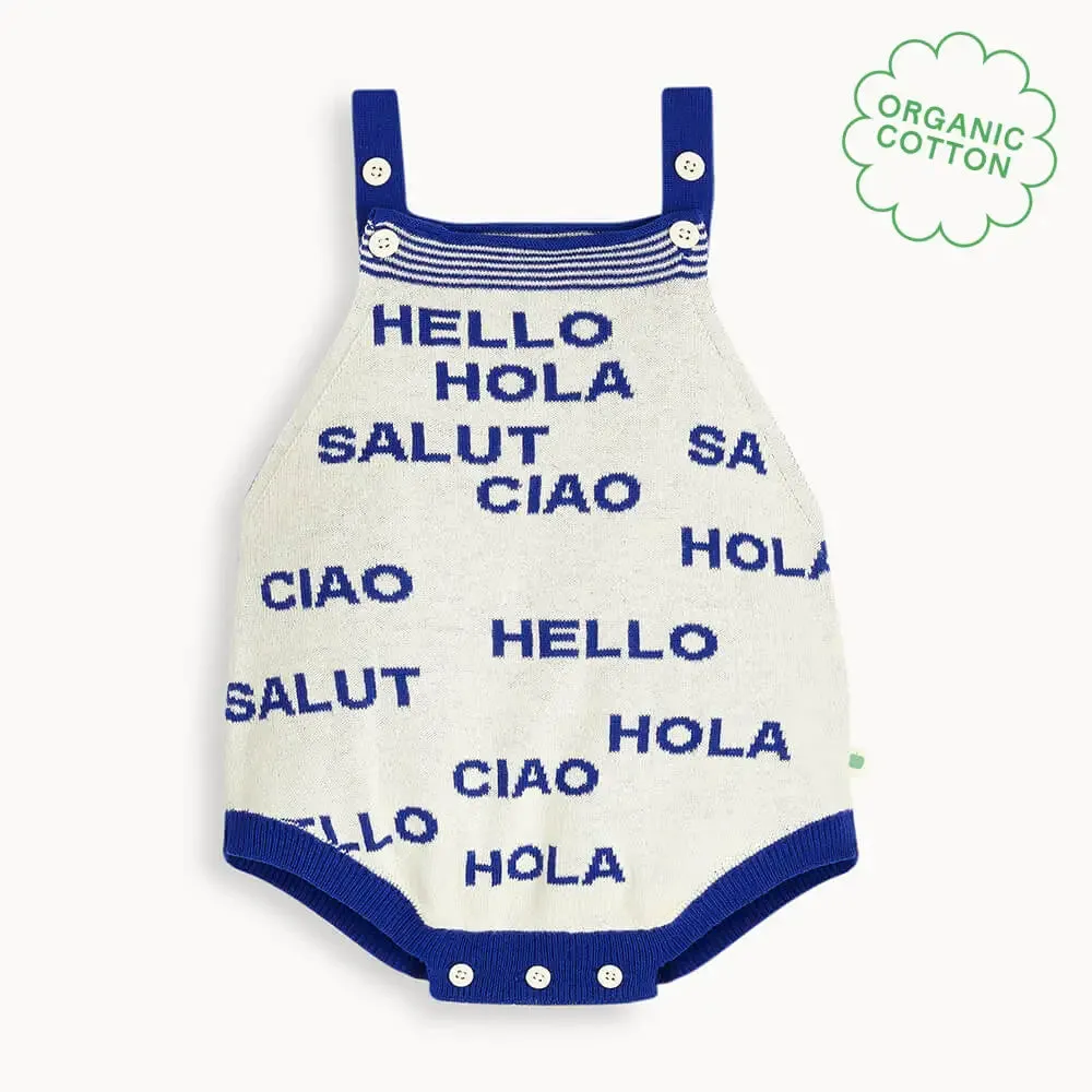 Positano - Cream & Navy Knit Baby Romper