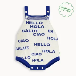 Positano - Cream & Navy Knit Baby Romper