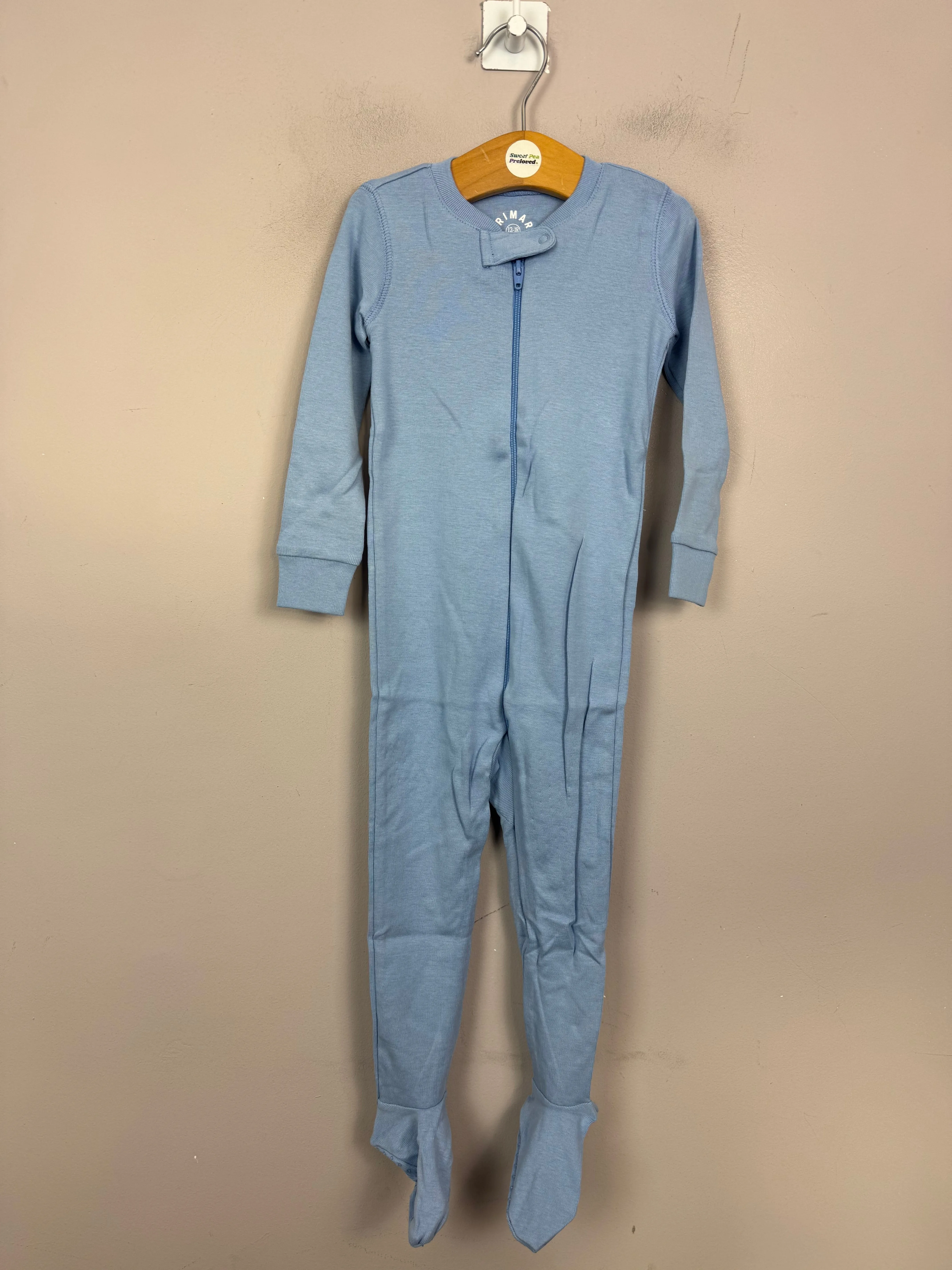 Primary Organic Sleepsuit - Plain dye Sky Blue (New) NB to 18-24m