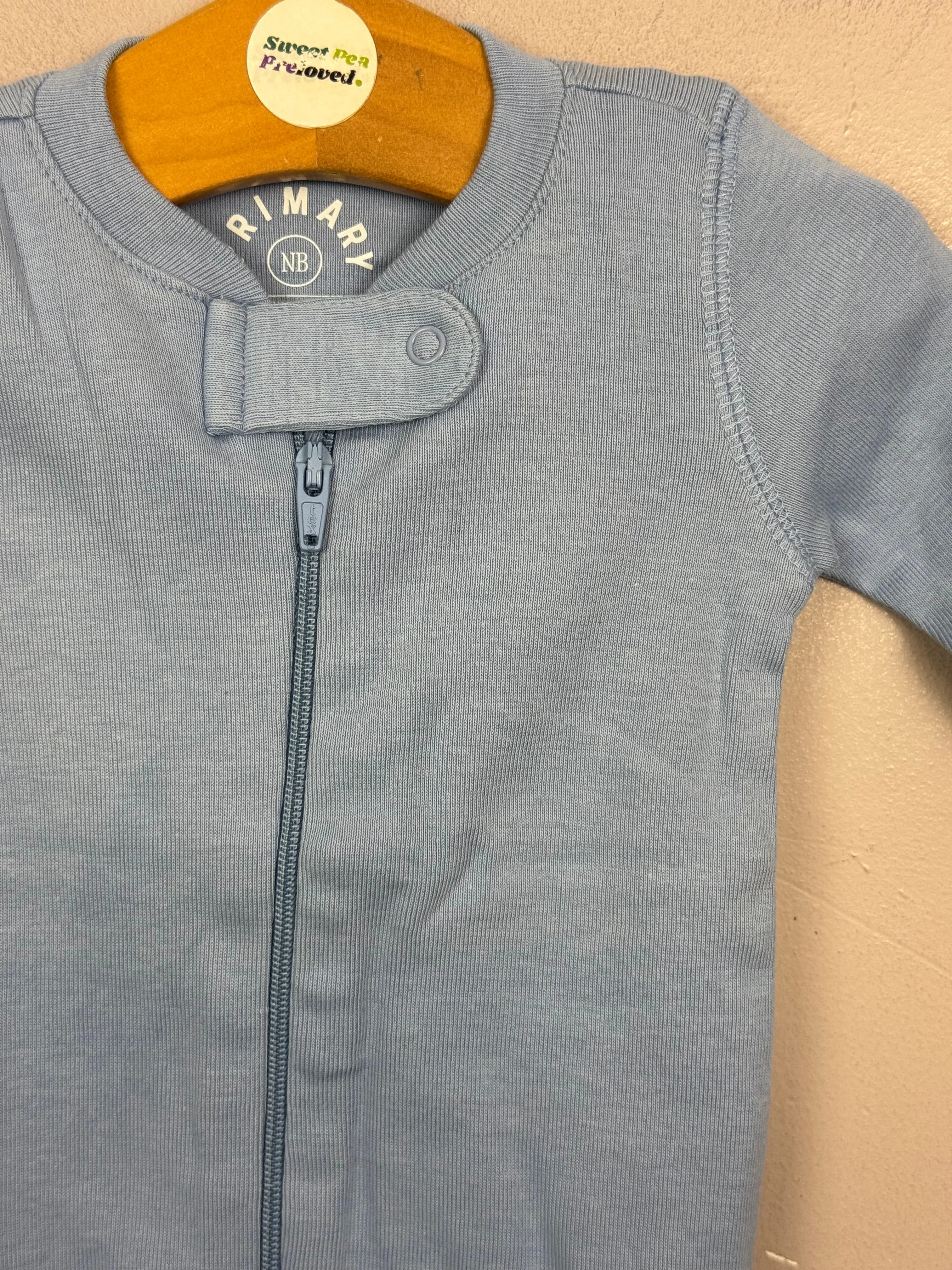 Primary Organic Sleepsuit - Plain dye Sky Blue (New) NB to 18-24m
