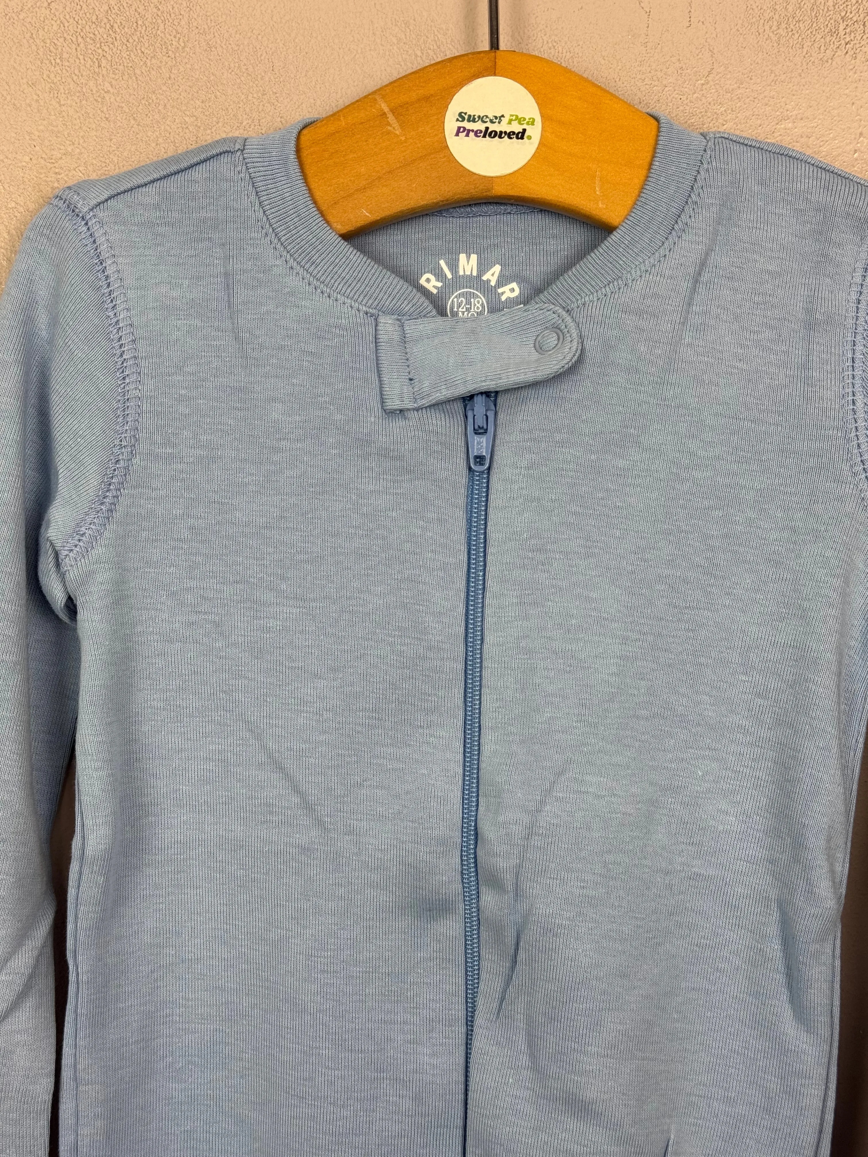 Primary Organic Sleepsuit - Plain dye Sky Blue (New) NB to 18-24m