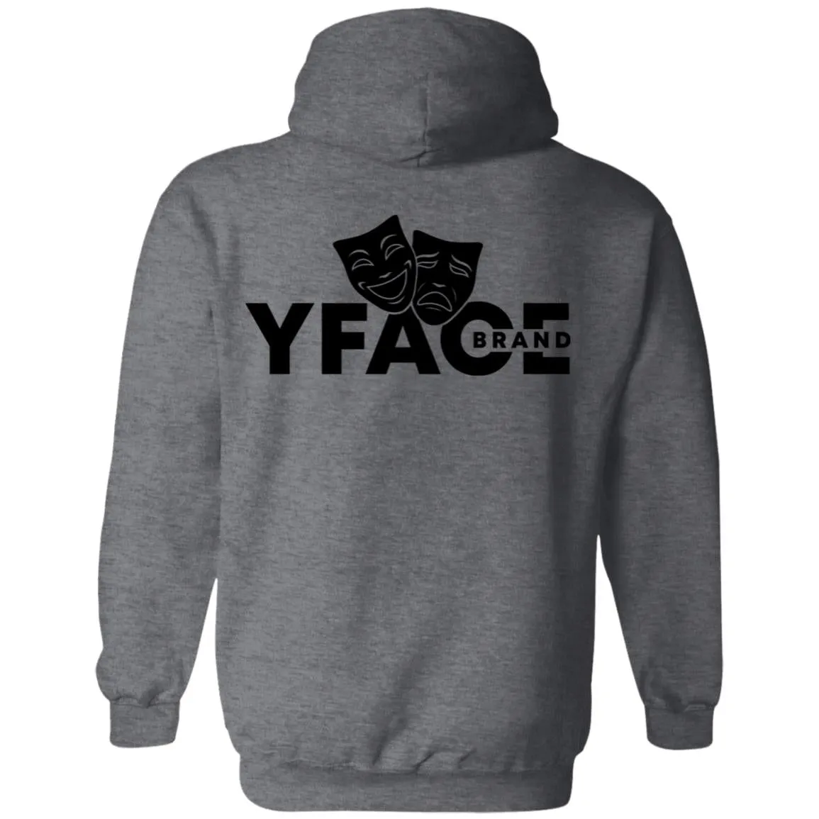 Pullover Hoodie Black Logo Front and Back