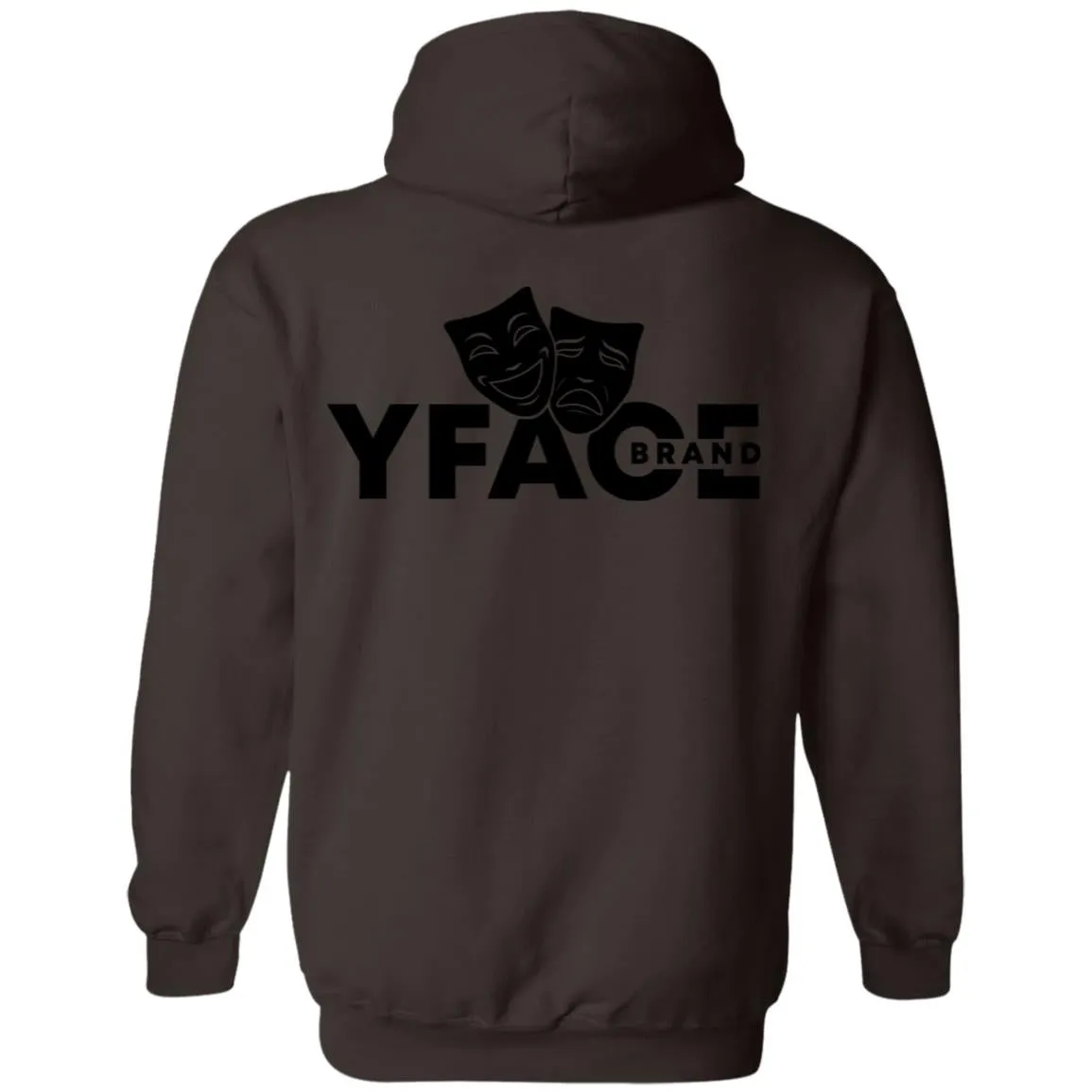 Pullover Hoodie Black Logo Front and Back