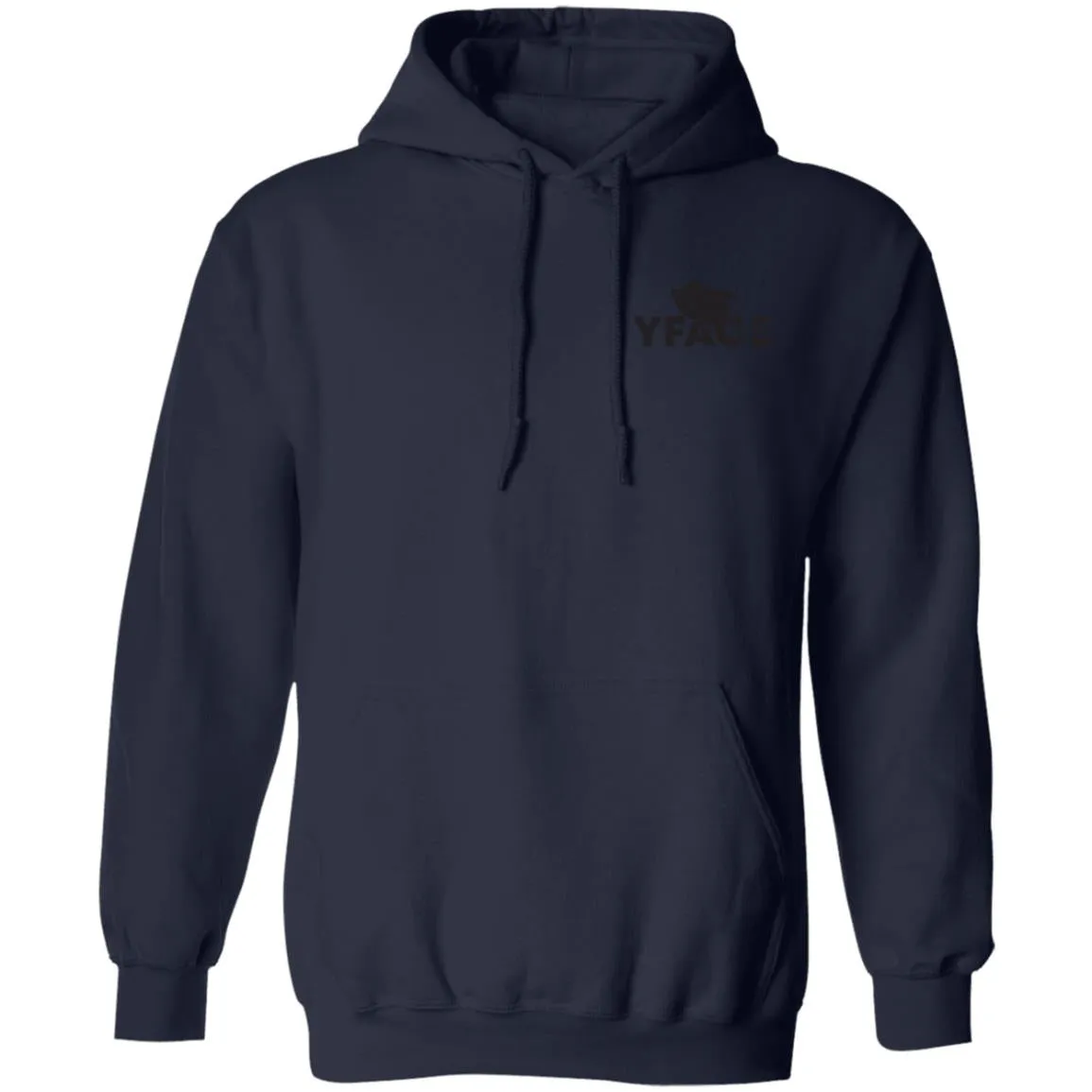 Pullover Hoodie Black Logo Front and Back