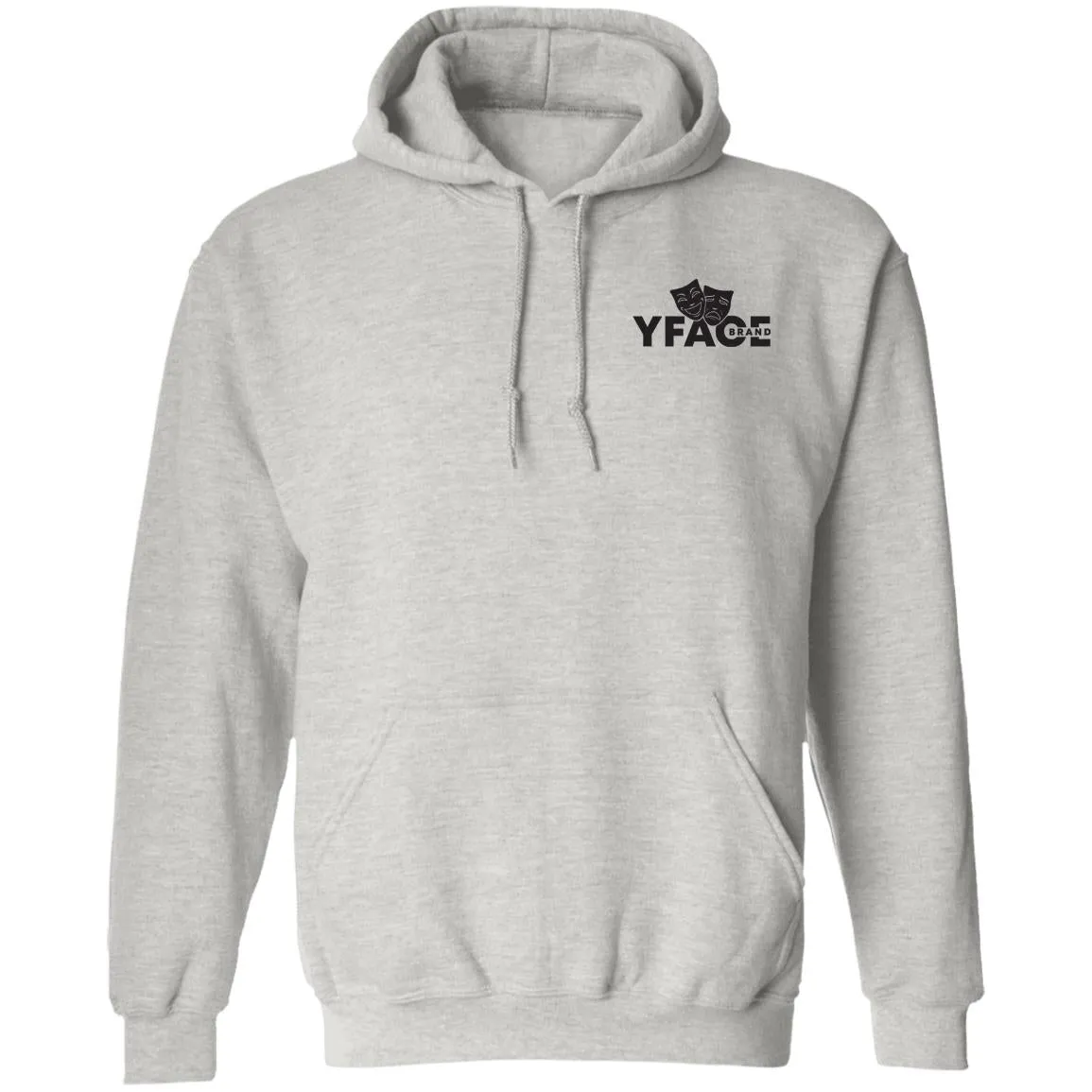 Pullover Hoodie Black Logo Front and Back