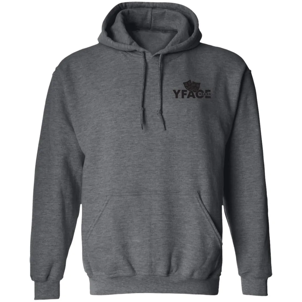 Pullover Hoodie Black Logo Front and Back