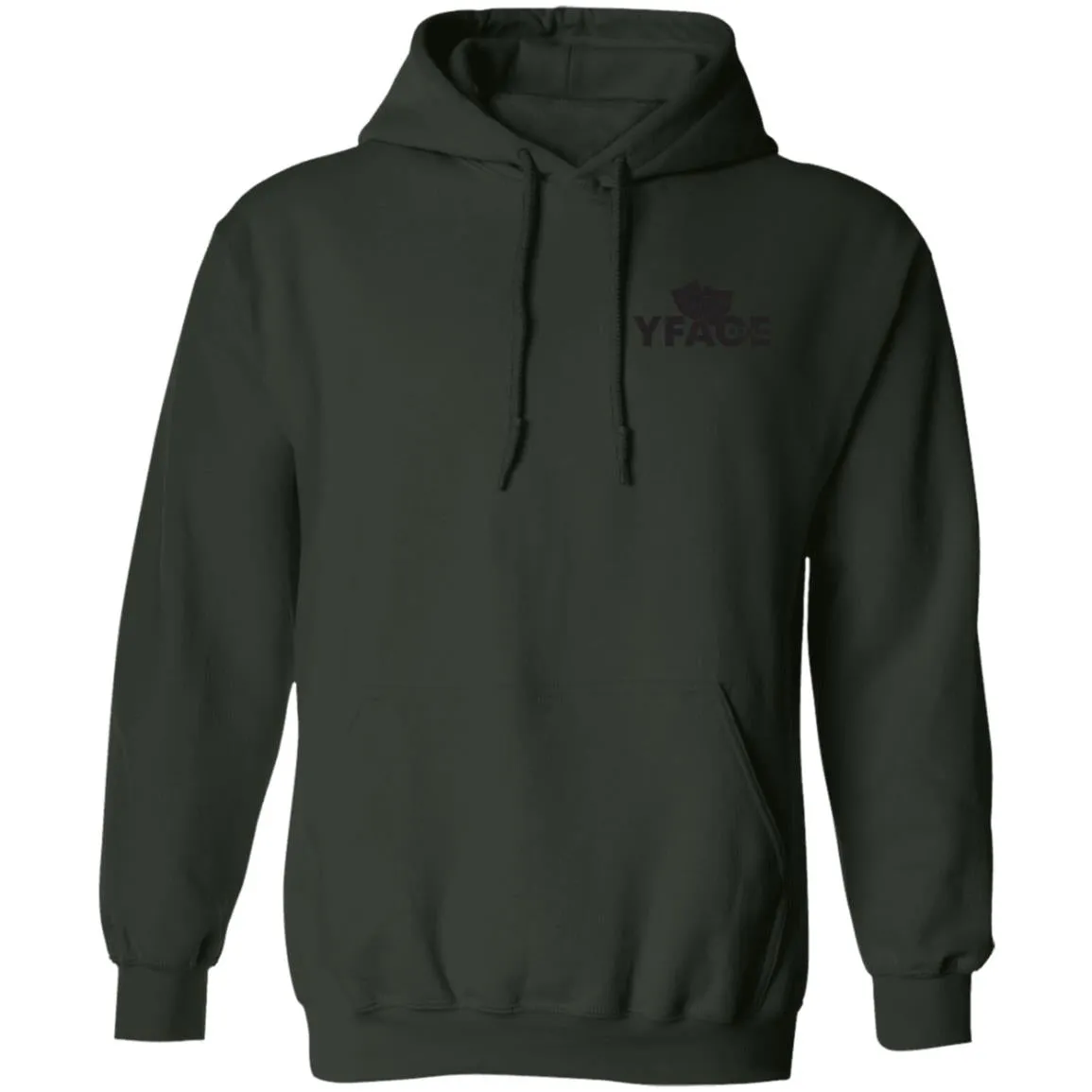 Pullover Hoodie Black Logo Front and Back