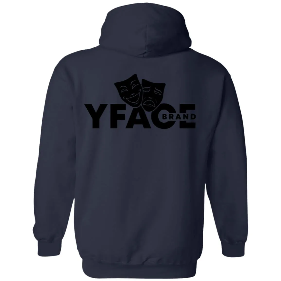 Pullover Hoodie Black Logo Front and Back