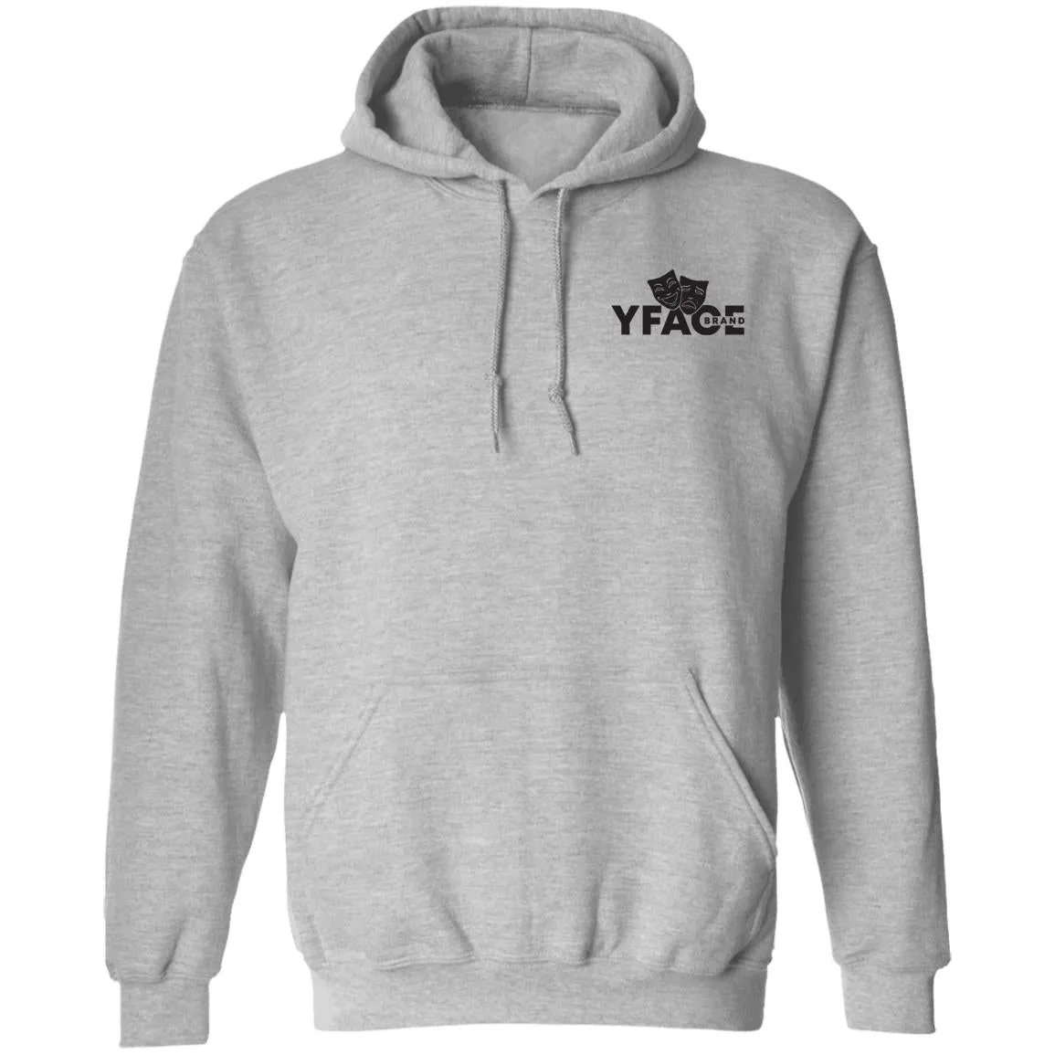 Pullover Hoodie Black Logo Front and Back