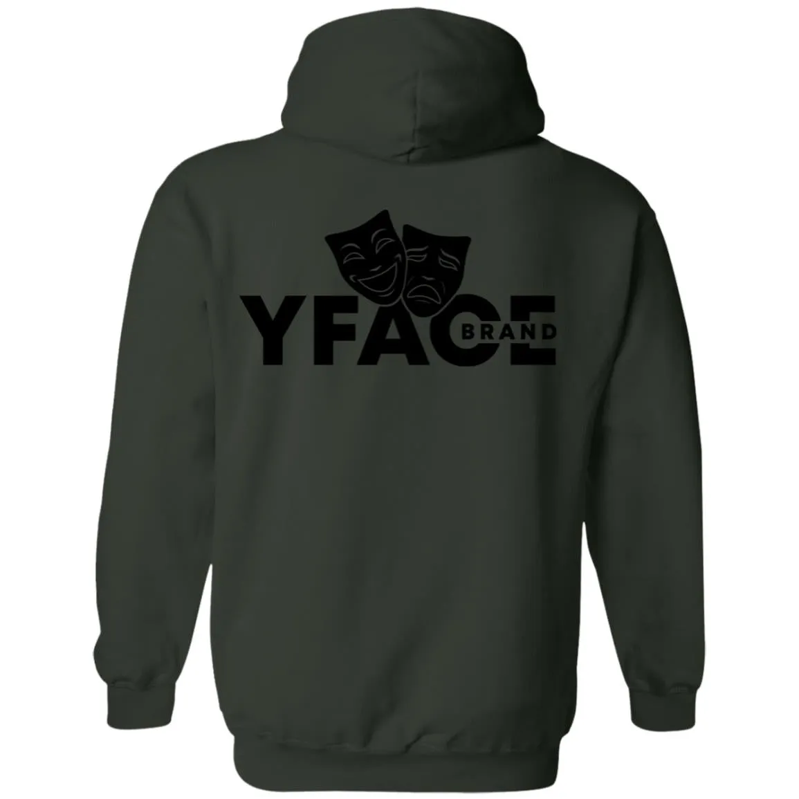 Pullover Hoodie Black Logo Front and Back