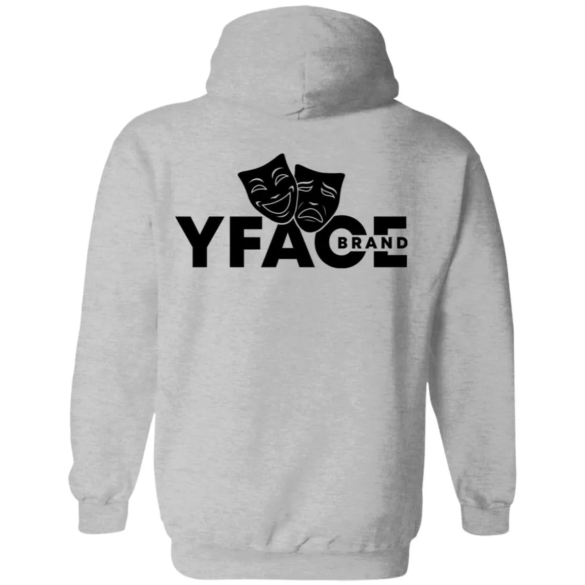 Pullover Hoodie Black Logo Front and Back