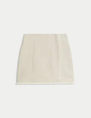 Pure Cotton Frayed Seam Mini Skirt