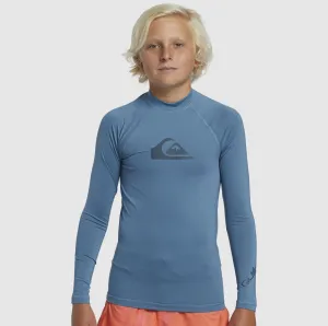 QUIKSILVER ALL TIME LONG SLEEVE YOUTH RASH TOP BERING SEA