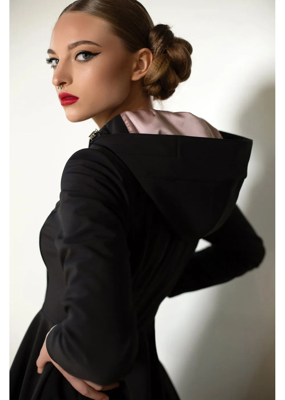 RainSisters Midnight Waterafstotende 50's Regenjas Zwart Roze