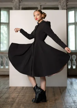 RainSisters Midnight Waterafstotende 50's Regenjas Zwart Roze