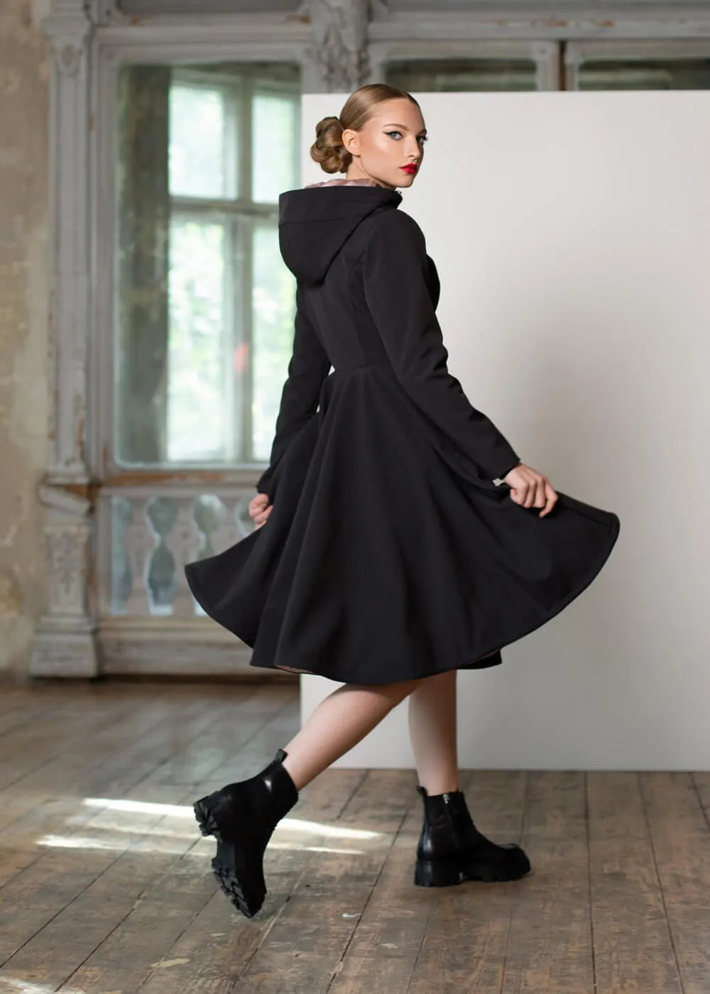 RainSisters Midnight Waterafstotende 50's Regenjas Zwart Roze