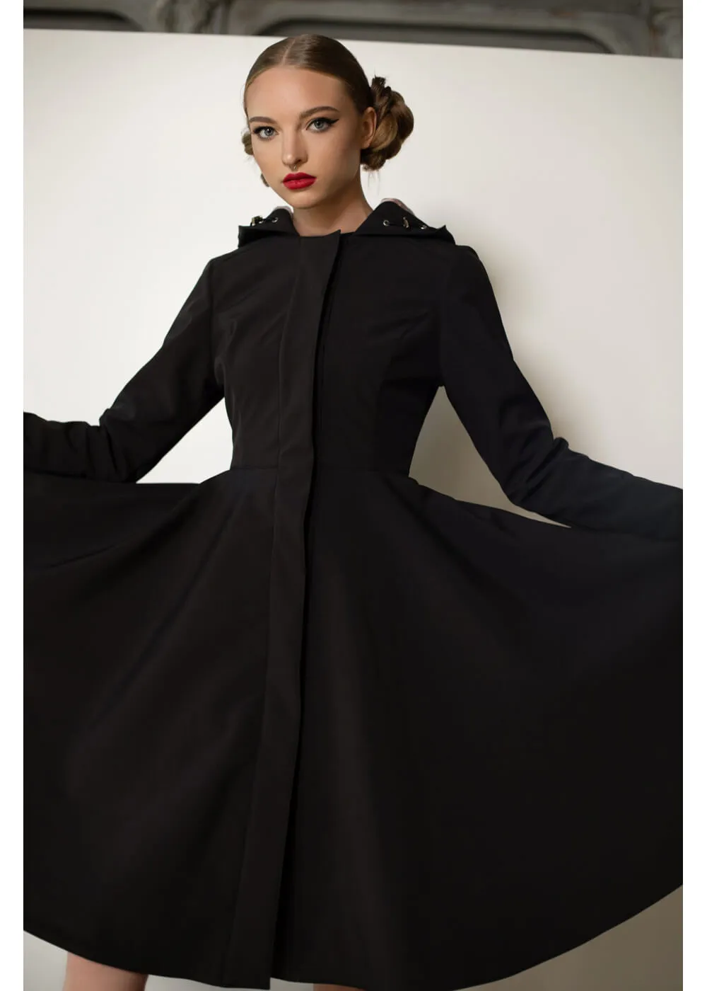 RainSisters Midnight Waterafstotende 50's Regenjas Zwart Roze