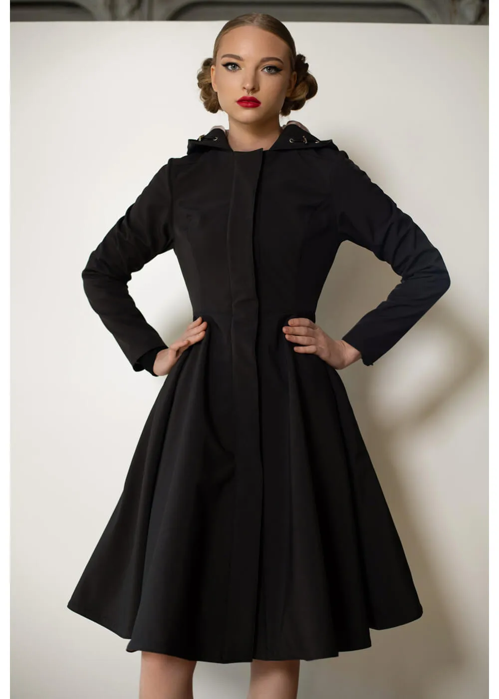 RainSisters Midnight Waterafstotende 50's Regenjas Zwart Roze