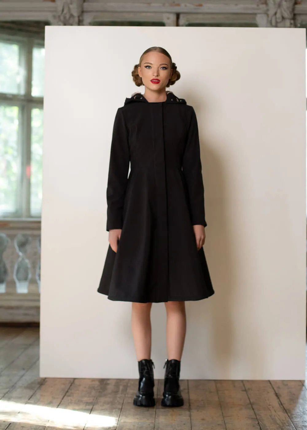 RainSisters Midnight Waterafstotende 50's Regenjas Zwart Roze