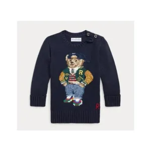 Ralph Lauren Baby - Boy Long-Sleeve Cotton Knit Back To School Bear Graphic Crewneck Sweater