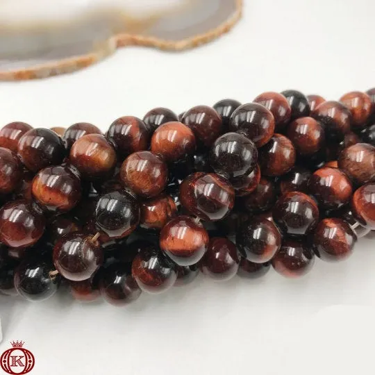 Red Tiger Eye Beads Smooth Round