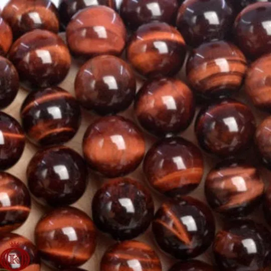 Red Tiger Eye Beads Smooth Round