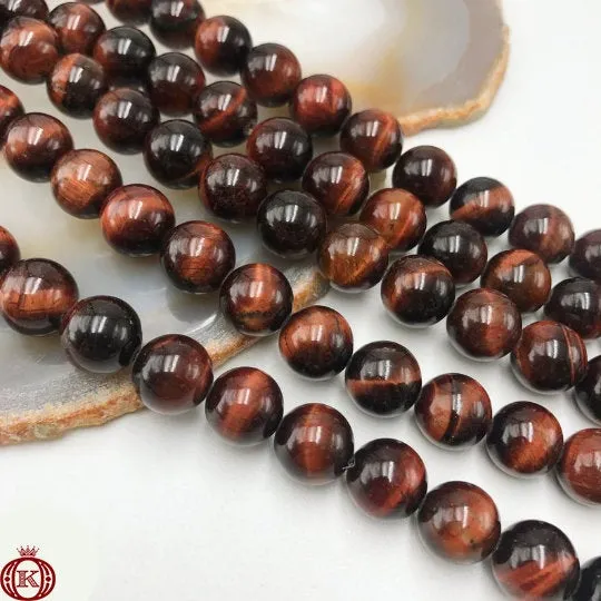 Red Tiger Eye Beads Smooth Round