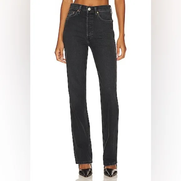RE/DONE 90S High Rise Loose Jeans Noir OP Dark Denim Size 29 RE DONE NEW