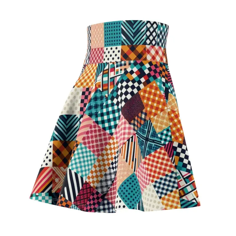 Rock the Trendy Patterned Checkered Skater Skirt