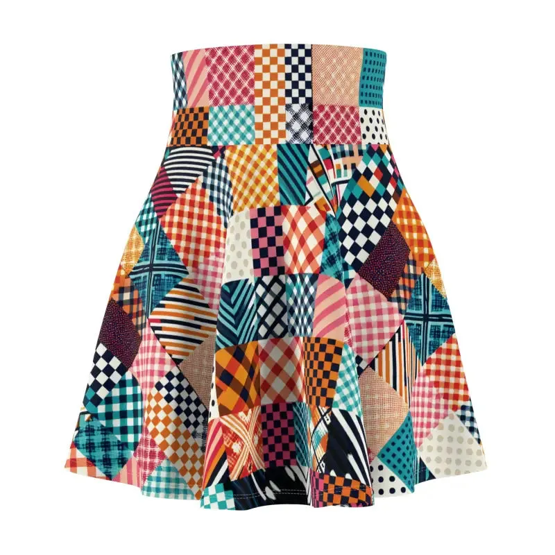 Rock the Trendy Patterned Checkered Skater Skirt