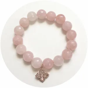 Rose Quartz with Pavé Rose Gold Clover