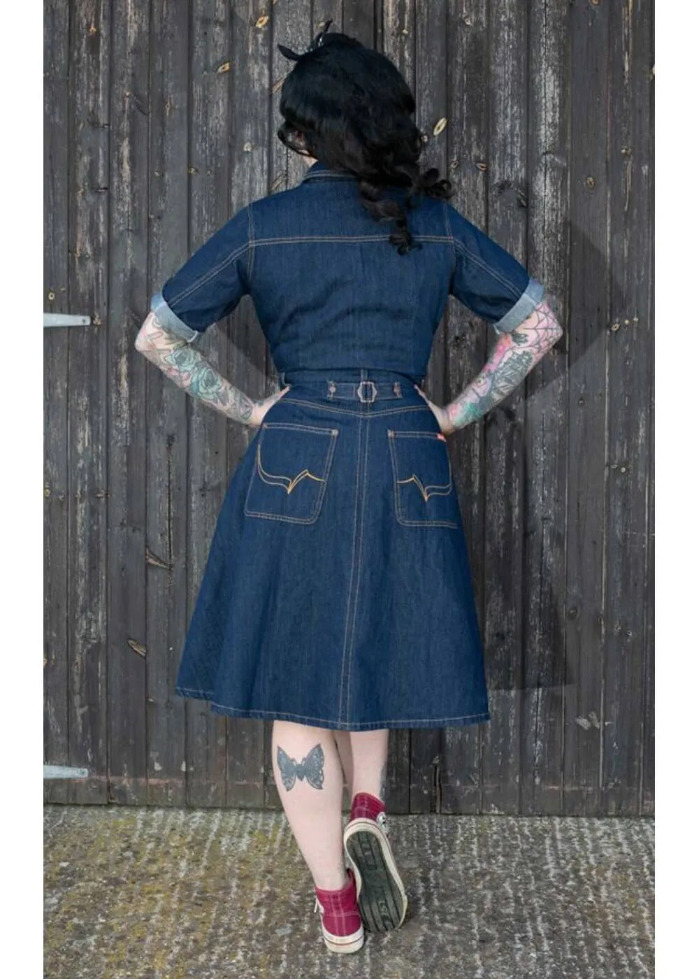 Rumble59 Rocking Rosie Jeans 50's A-Line Dress Navy