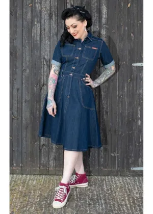 Rumble59 Rocking Rosie Jeans 50's A-Line Dress Navy