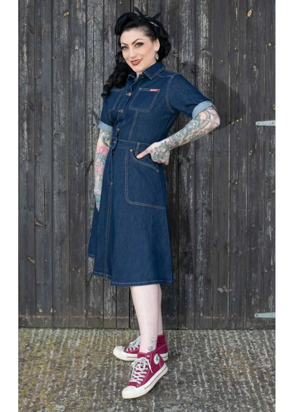 Rumble59 Rocking Rosie Jeans 50's A-Line Dress Navy